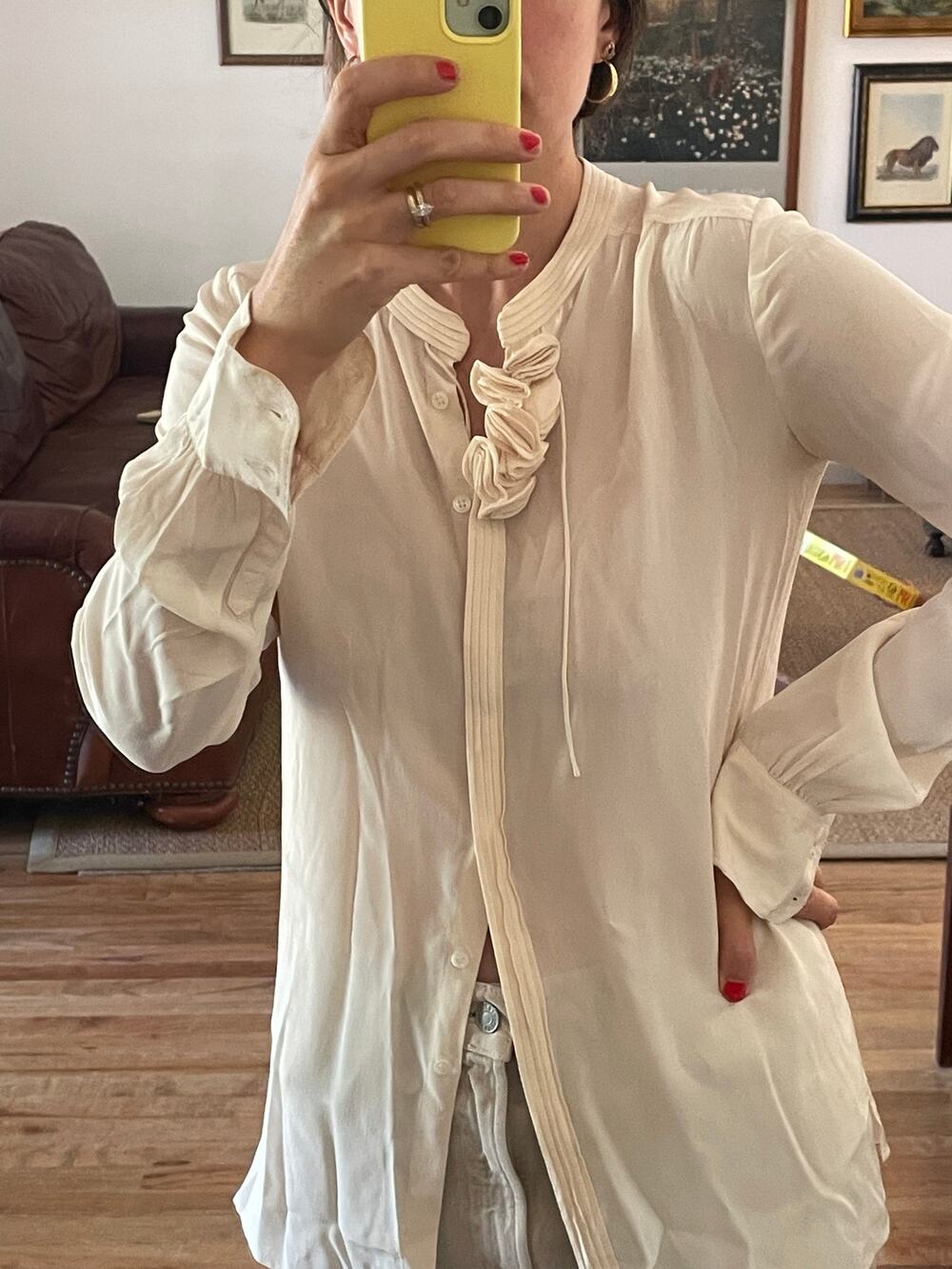J Crew Y2K Silk Rosette Blouse Size 2T